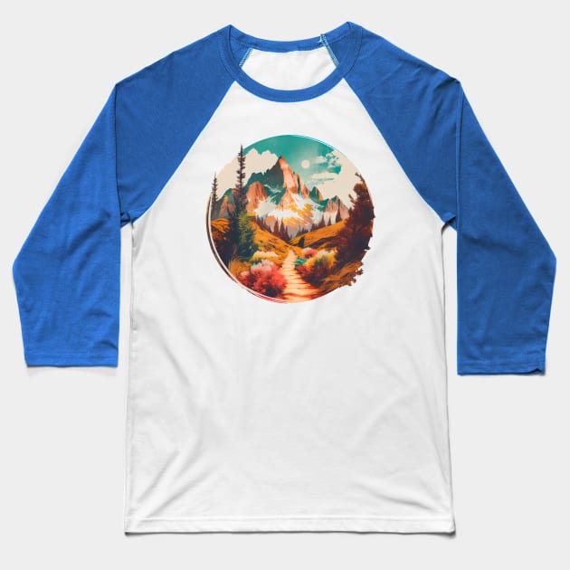 Hiking Trail into High Alpin Mountain Baseball T-Shirt by Vooble